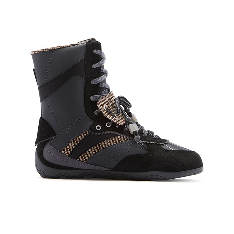 Кроссовки FILA FUSION FLORA MID Синтетическая кожа Спилок коровьей кожи MID Топ Повседневная обувь Женская Теневой черный Серый - изображение 2