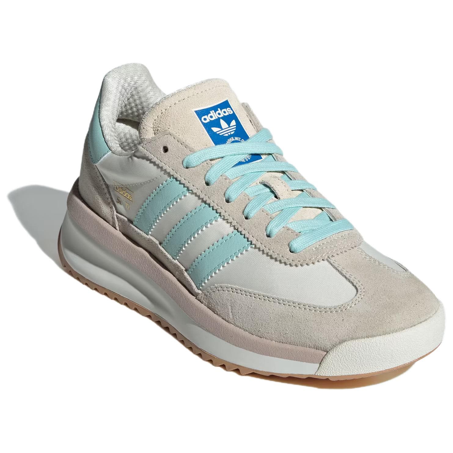 Кроссовки Adidas Originals SL 72 Противоскользящая Устойчивая к истиранию Низкий Топ Повседневная Обувь Женская Бежевая Синяя - изображение 3