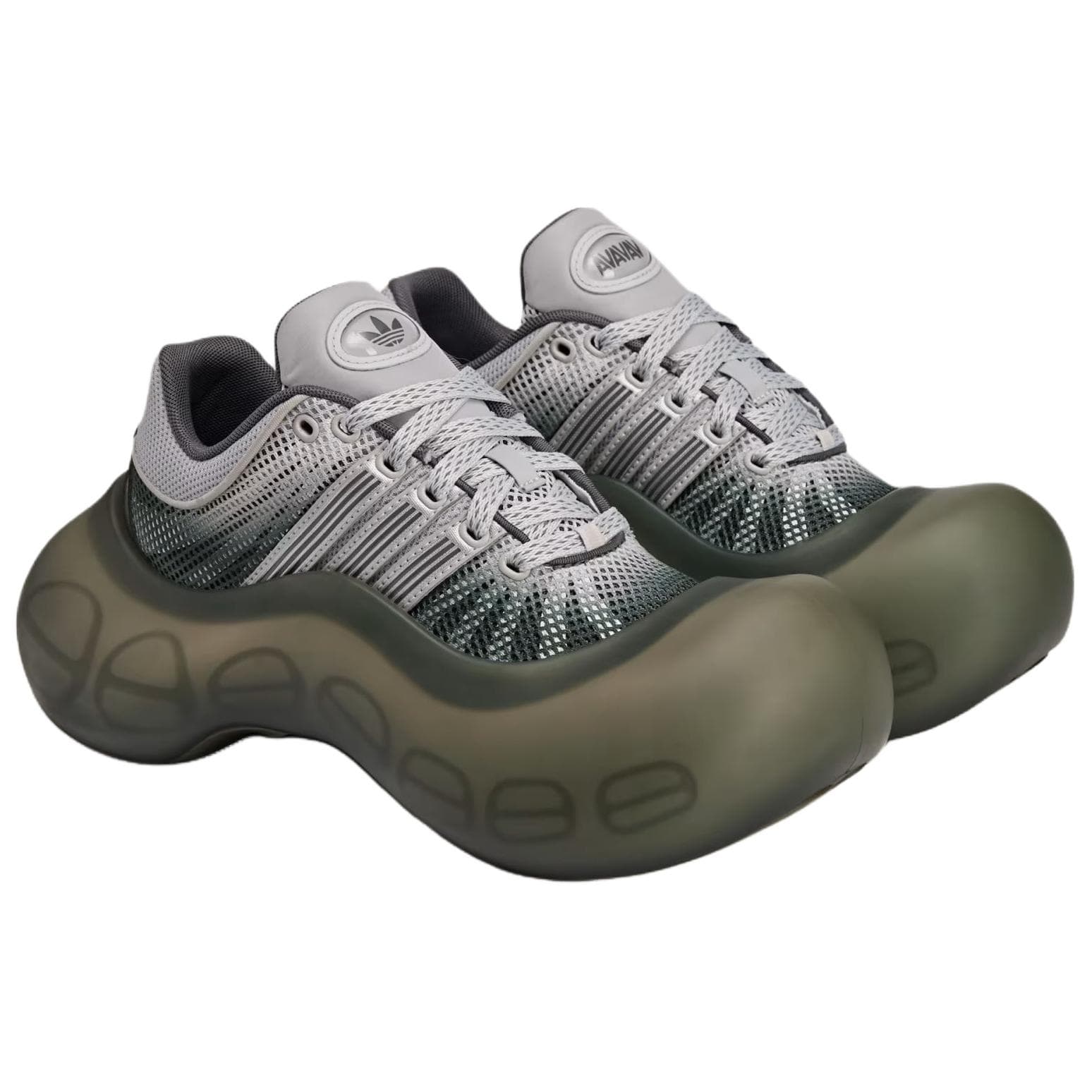 Кроссовки AVAVAV X adidas originals Moonrubber Megaride Дышащая Повседневная Обувь Женская Серый Белый - изображение 3