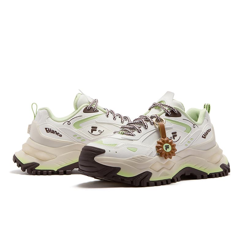 Кроссовки FILA FUSION BIANCO DX Бьянко Обувь Синтетическая кожа Повседневная обувь Женские Снег Бабочка Зелёный - изображение 3