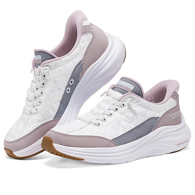 Кроссовки Skechers Классический Cloud Touch Обувь Low Топ Повседневная обувь Women's White Серый - изображение 3