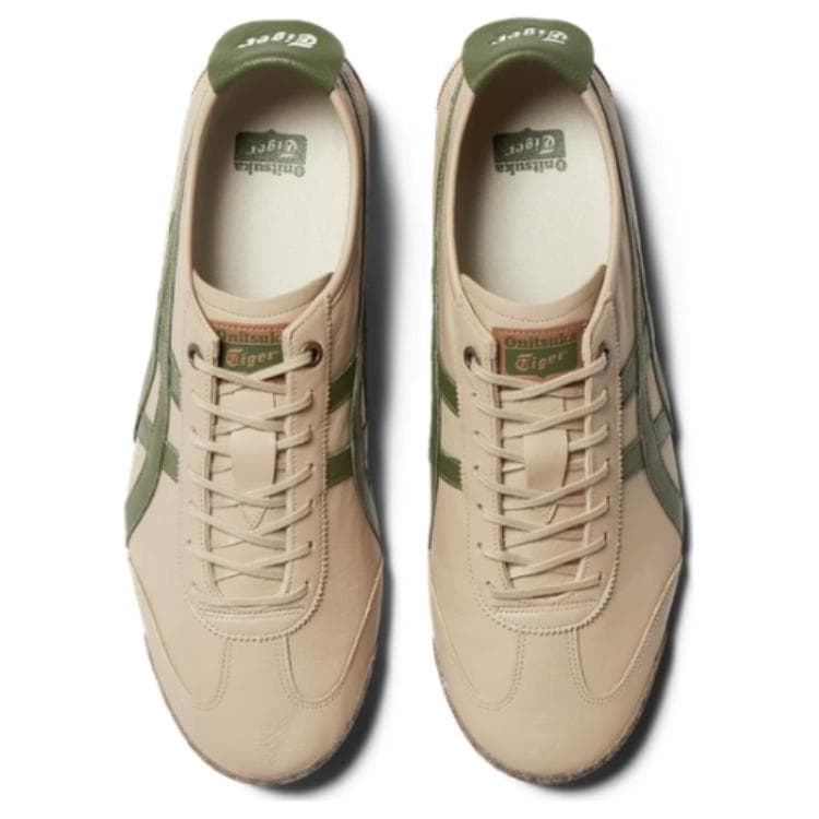 Кроссовки Onitsuka Tiger MEXICO 66 SD Низкий Топ Повседневная Обувь Унисекс Бежевый Зеленый - изображение 5