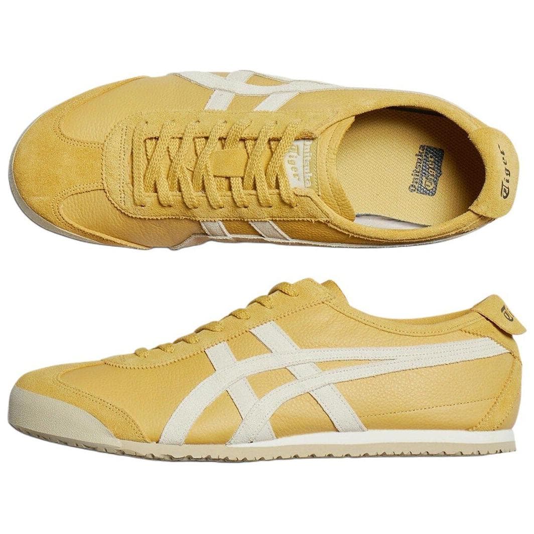 Кроссовки Onitsuka Tiger Mexico 66 Противоскользящая Устойчивая к истиранию Низкий Верх Повседневная Обувь Унисекс Бежевый Желтый - изображение 3
