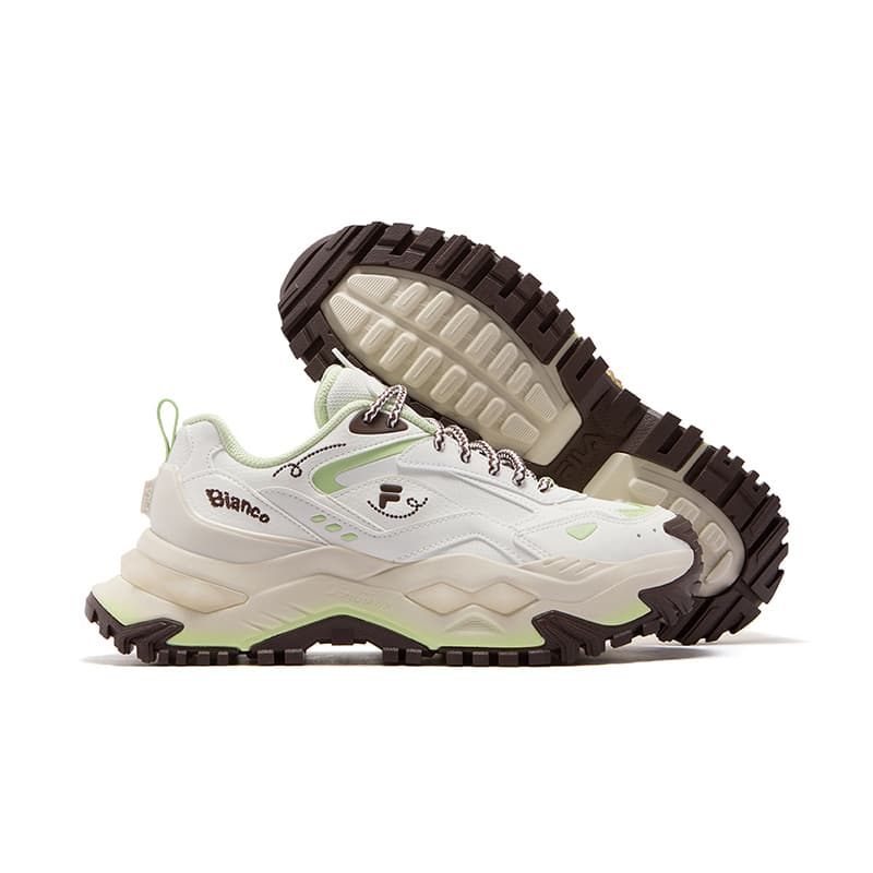 Кроссовки FILA FUSION BIANCO DX Бьянко Обувь Синтетическая кожа Повседневная обувь Женские Снег Бабочка Зелёный - изображение 8