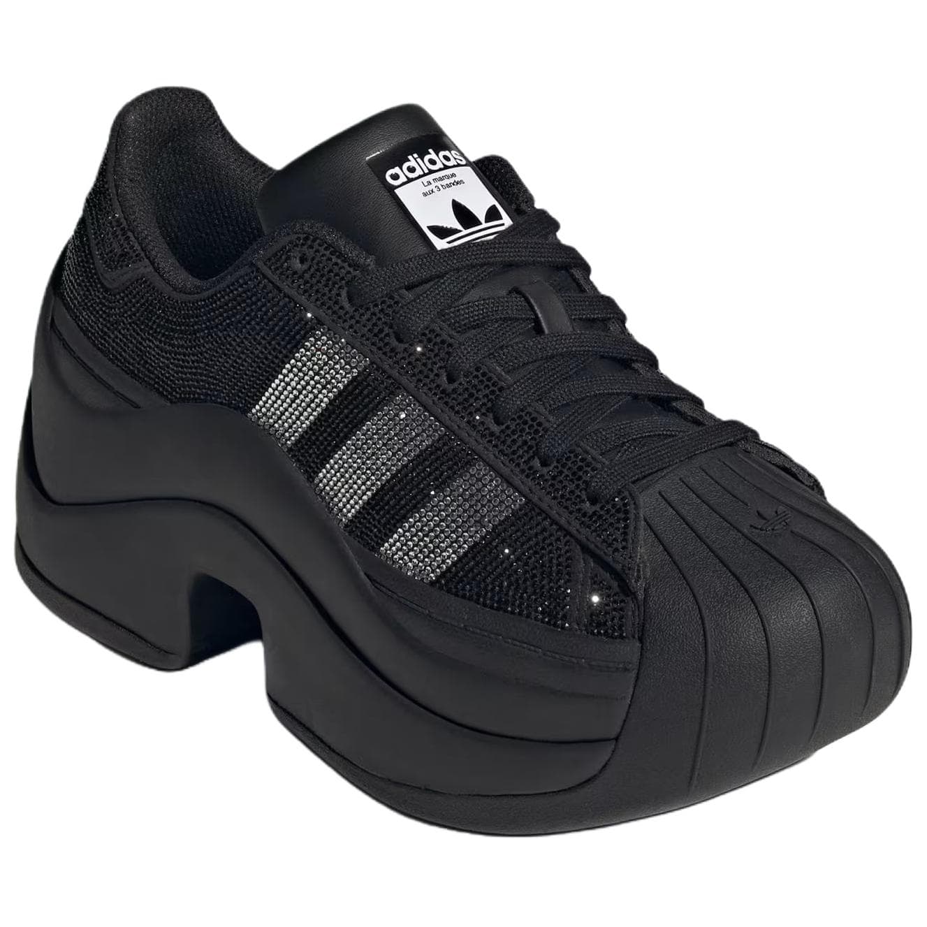 Кроссовки Adidas Originals Superstar Bold Текстиль Резина Low Топ Повседневная Обувь Женская Черная - изображение 3