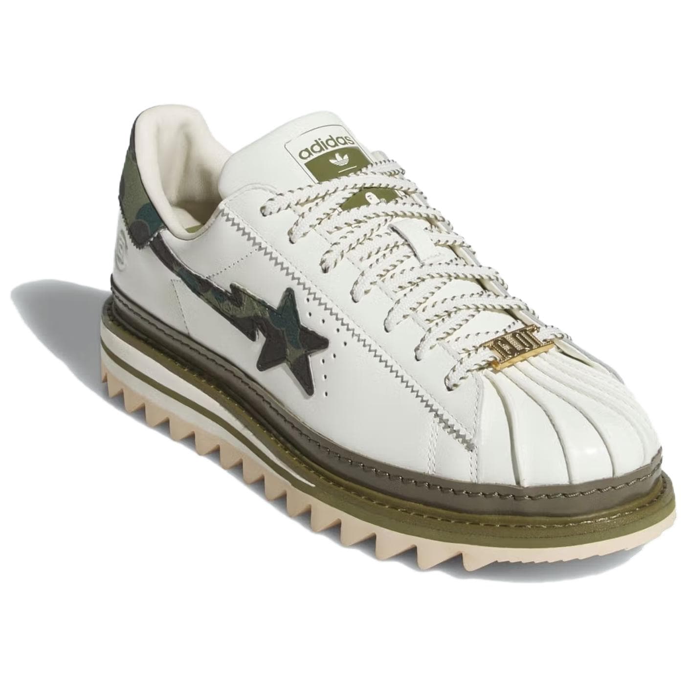 Кроссовки Adidas Originals X CLOT X BAPE Superstar Low Повседневная обувь Унисекс Белая - изображение 4