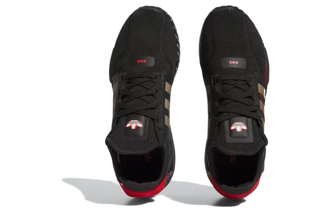 Кроссовки Adidas Originals NMD_R1 V2 Ткань Устойчивая к истиранию Низкий верх Повседневная обувь Мужская Основной черный - изображение 4