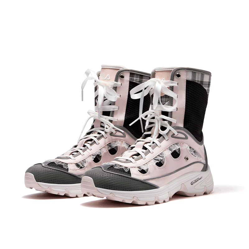 Кроссовки FILA FUSION COMO X KDC001 Высокие повседневные кроссовки для женщин цвет устричный черный весенний цветок порошок - изображение 3