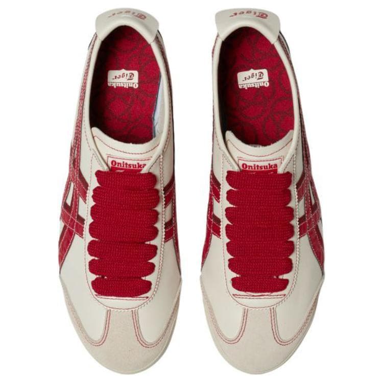 Кроссовки Onitsuka Tiger MEXICO 66 Противоскользящая Устойчивая к истиранию Низкий Верх Повседневная Обувь Унисекс Белый Красный - изображение 4