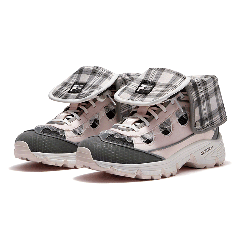 Кроссовки FILA FUSION COMO X KDC001 Высокие повседневные кроссовки для женщин цвет устричный черный весенний цветок порошок - изображение 4