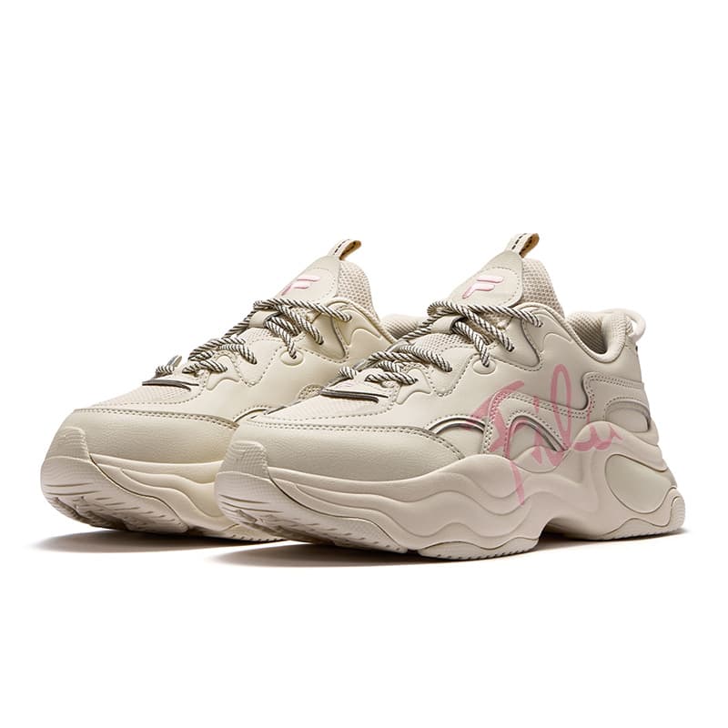 Кроссовки FILA FUSION BUBBLE Bubbles Shoes Мода Низкий Топ Повседневная Обувь Женская Бежевая - изображение 2