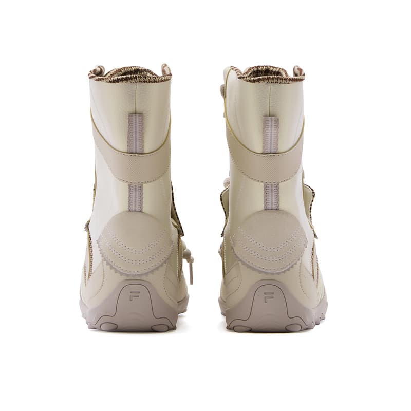 Кроссовки FILA FUSION FLORA MID Синтетическая кожа Спилок коровьей кожи MID Топ Повседневная обувь Женская Цвет раннего снега - изображение 5