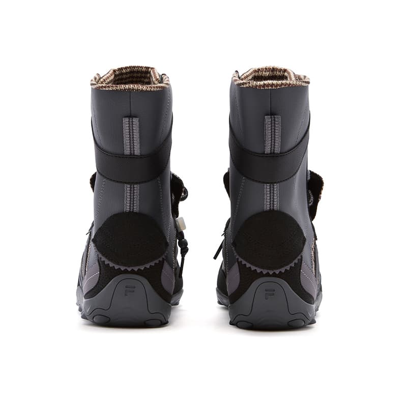 Кроссовки FILA FUSION FLORA MID Синтетическая кожа Спилок коровьей кожи MID Топ Повседневная обувь Женская Теневой черный Серый - изображение 5