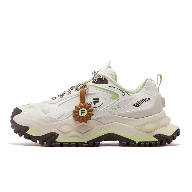 Кроссовки FILA FUSION BIANCO DX Бьянко Обувь Синтетическая кожа Повседневная обувь Женские Снег Бабочка Зелёный - изображение 1
