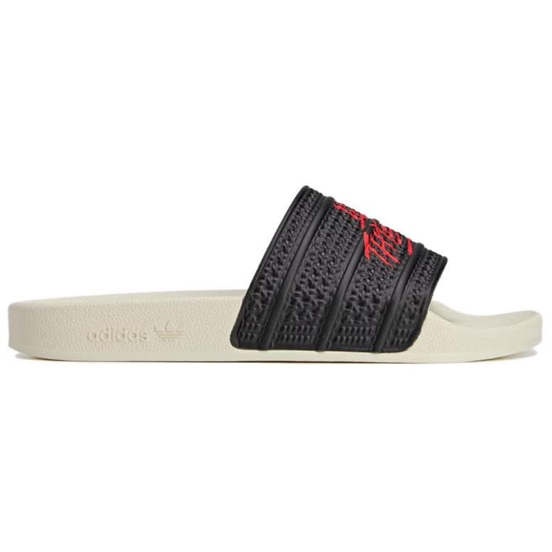 Сандалии Adidas Originals x 100 Thieves Adilette противоскользящие устойчивые к истиранию шлепанцы унисекс черные красные - изображение 2