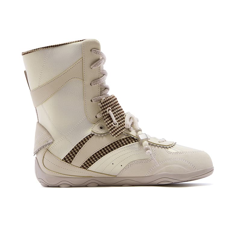 Кроссовки FILA FUSION FLORA MID Синтетическая кожа Спилок коровьей кожи MID Топ Повседневная обувь Женская Цвет раннего снега - изображение 2