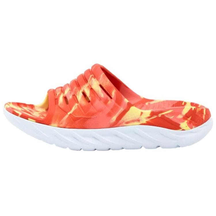 Сандалии HOKA ONE ONE ORA Recovery Противоскользящие Устойчивые к истиранию Шлепанцы Унисекс Красный Желтый - изображение 1
