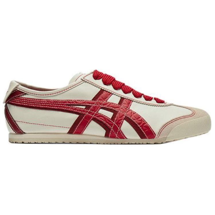 Кроссовки Onitsuka Tiger MEXICO 66 Противоскользящая Устойчивая к истиранию Низкий Верх Повседневная Обувь Унисекс Белый Красный - изображение 2