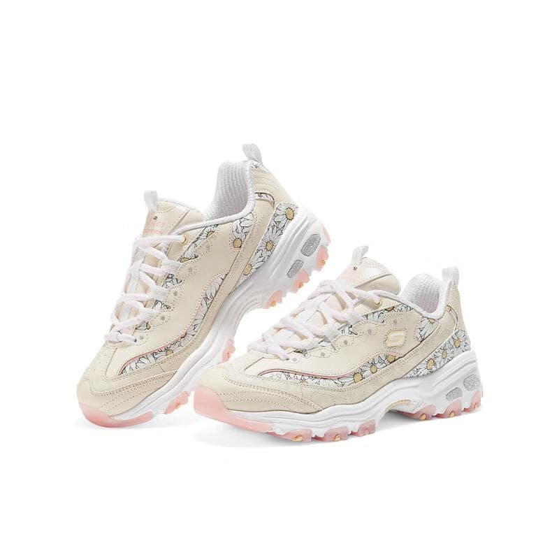 Кроссовки Skechers D'Lites Износостойкие Низкие повседневные кроссовки Женские Бежевый Белый Розовый - изображение 4