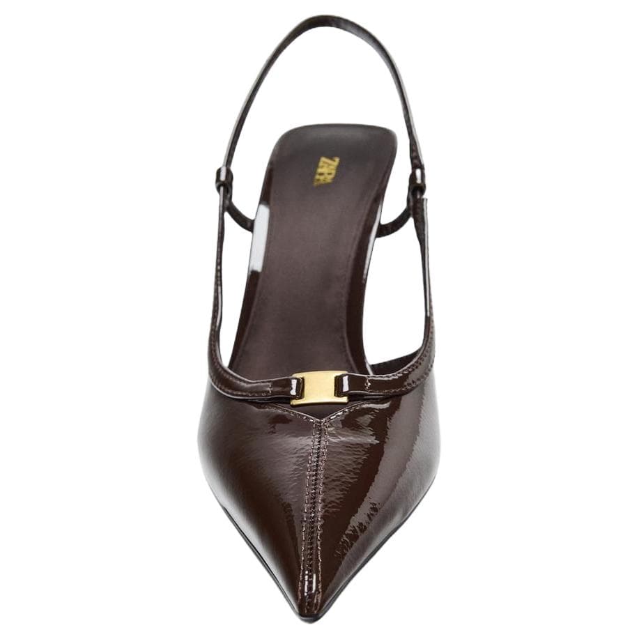 Туфли ZARA PU (полиуретан) Узкий каблук Высокие каблуки 10,5 см Женские Коричневый - изображение 5