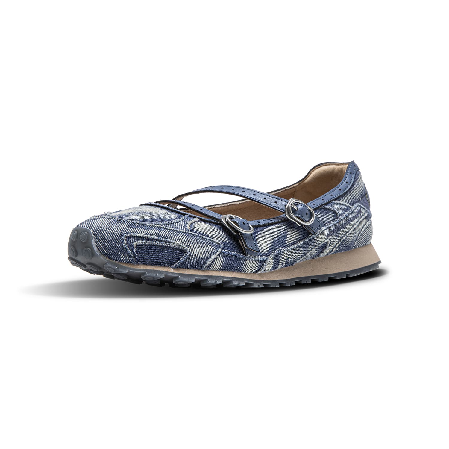 Кроссовки Mizuno LG 60S Тонкая подошва Обувь Балетки Туфли Мэри Джейн Низкий верх Повседневная обувь Женская Джинсовый синий - изображение 2