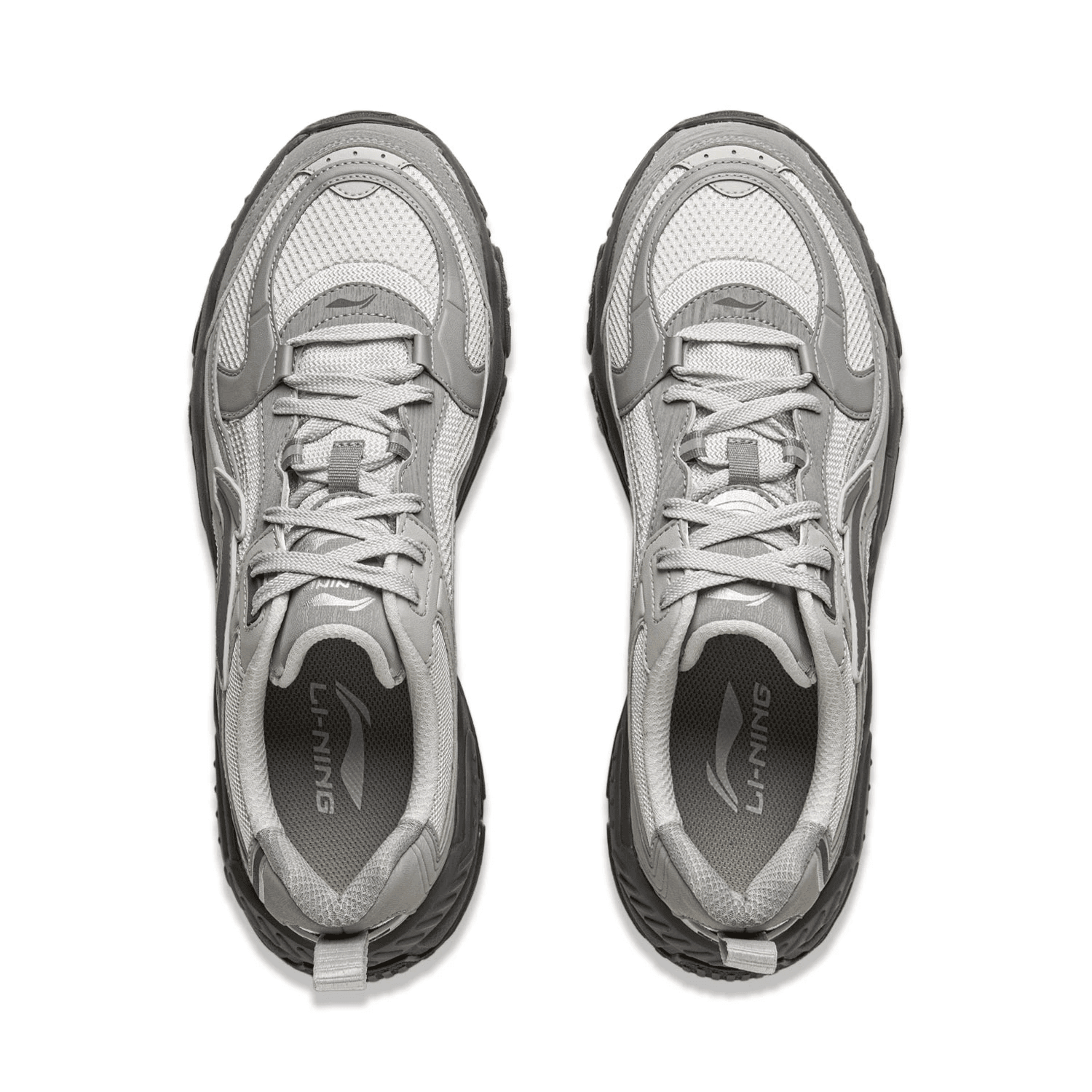 Кроссовки Li NING Коричневый сахар Амортизация Oтскок Дышащий Low Топ Повседневная обувь Мужской Бело-серый - изображение 4