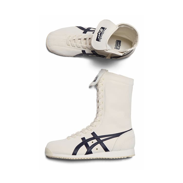 Кроссовки Onitsuka Tiger Mexico 66 BOXING High Топ Повседневная обувь Унисекс Белый и синий цвет - изображение 5
