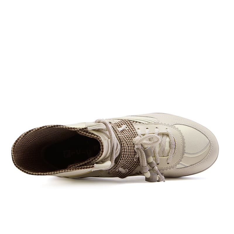 Кроссовки FILA FUSION FLORA MID Синтетическая кожа Спилок коровьей кожи MID Топ Повседневная обувь Женская Цвет раннего снега - изображение 4