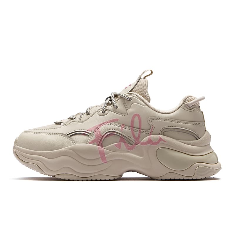Кроссовки FILA FUSION BUBBLE Bubbles Shoes Мода Низкий Топ Повседневная Обувь Женская Бежевая - изображение 1