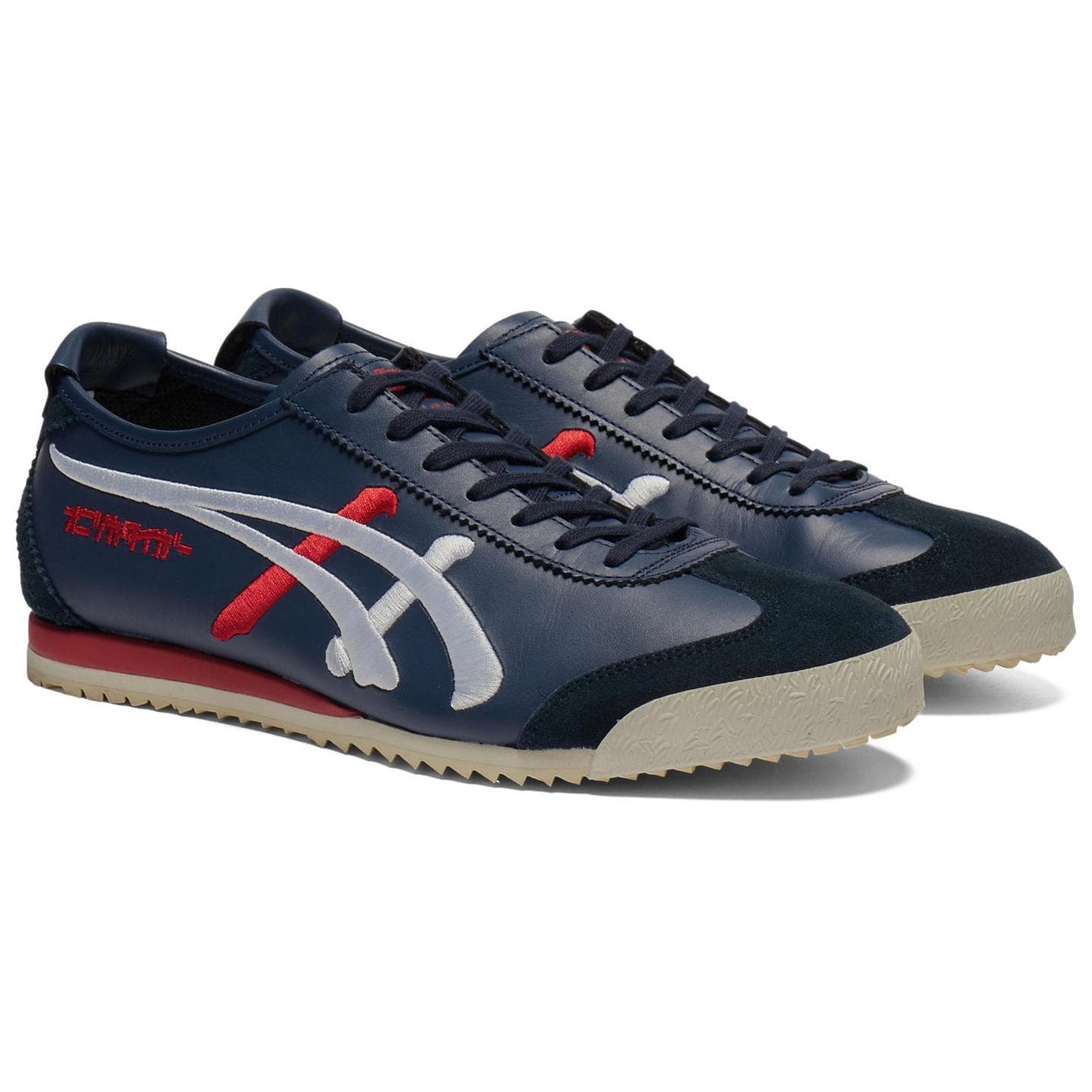 Кроссовки Onitsuka Tiger MEXICO 66 Противоскользящая Устойчивая к истиранию Низкий Верх Повседневная Обувь Унисекс Синий Белый - изображение 3
