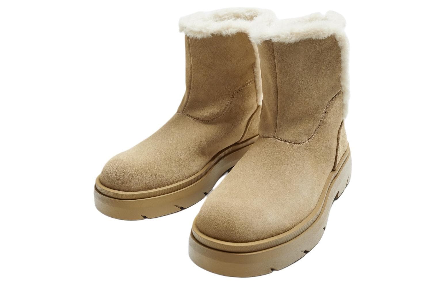 Ботинки зимние ZARA Suede Short Snow Boots Brown - изображение 2