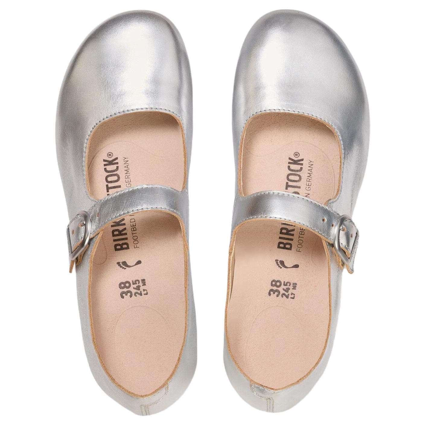 Birkenstock Santa Clarita Кожа Тонкие и без объема Туфли Мэри Джейн Женские Серебряные Узкие - изображение 4
