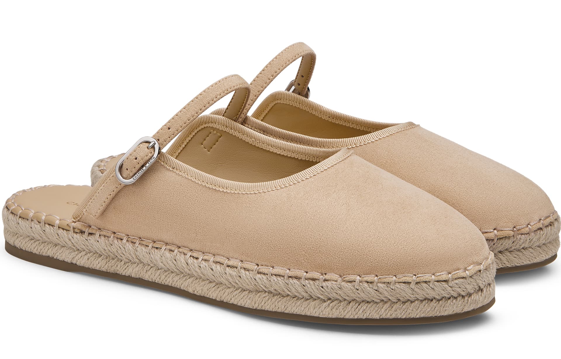 Сандалии CHARLES&KEITH Женские тапочки с закрытым носом на платформе 2,5 см из замши и марли с соломенным плетением - изображение 2