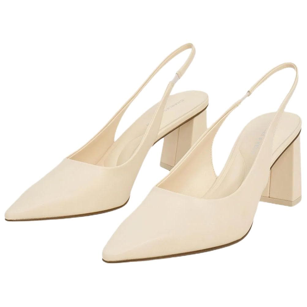 Туфли CHARLES&KEITH PU Модные босоножки на грубом каблуке 6,6 см женские бежевые - изображение 3