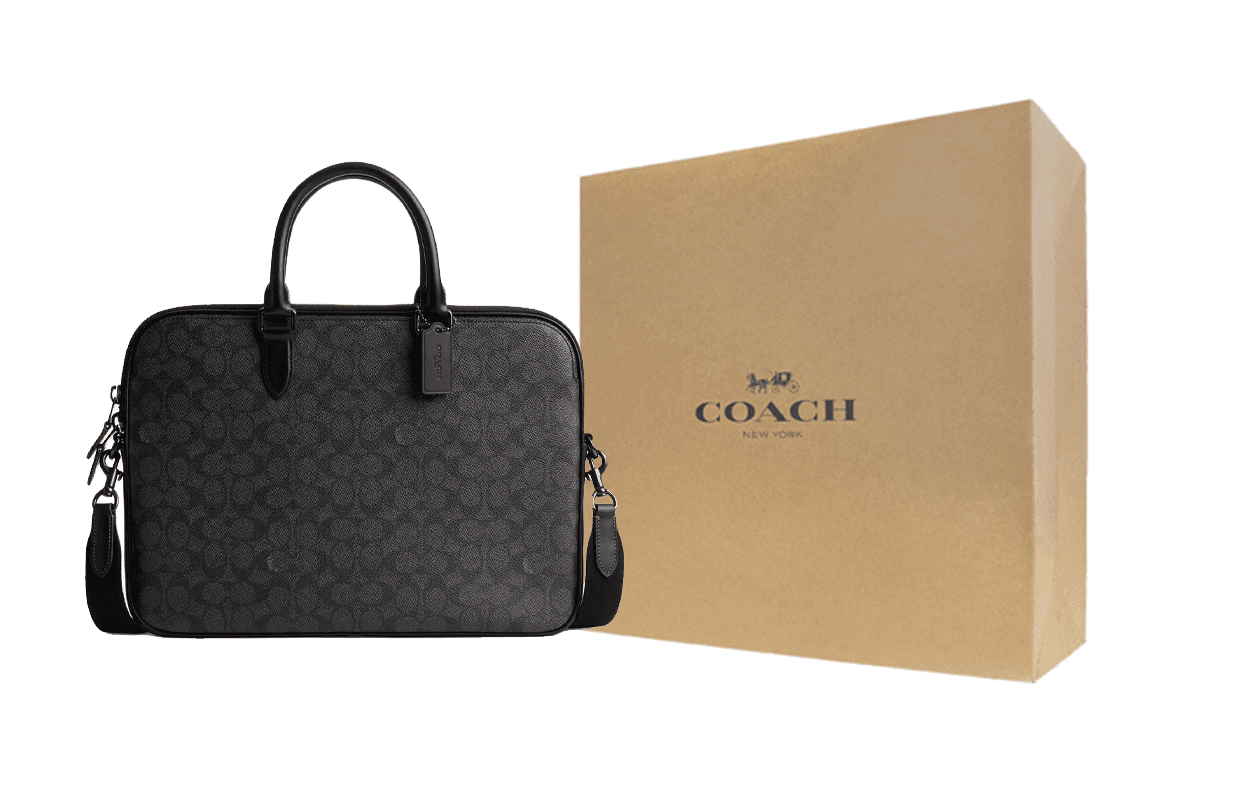 Портфель COACH Gotham Покрытый холст с телячьей кожей через плечо одна плечевая сумка большой мужской цвет угольный - изображение 6
