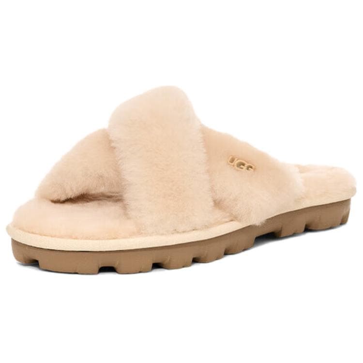 Сандалии ugg Fluff Модный тренд Минимализм Удобный Флисовая подкладка Мюли Шлепанцы Женские Бежевый - изображение 2