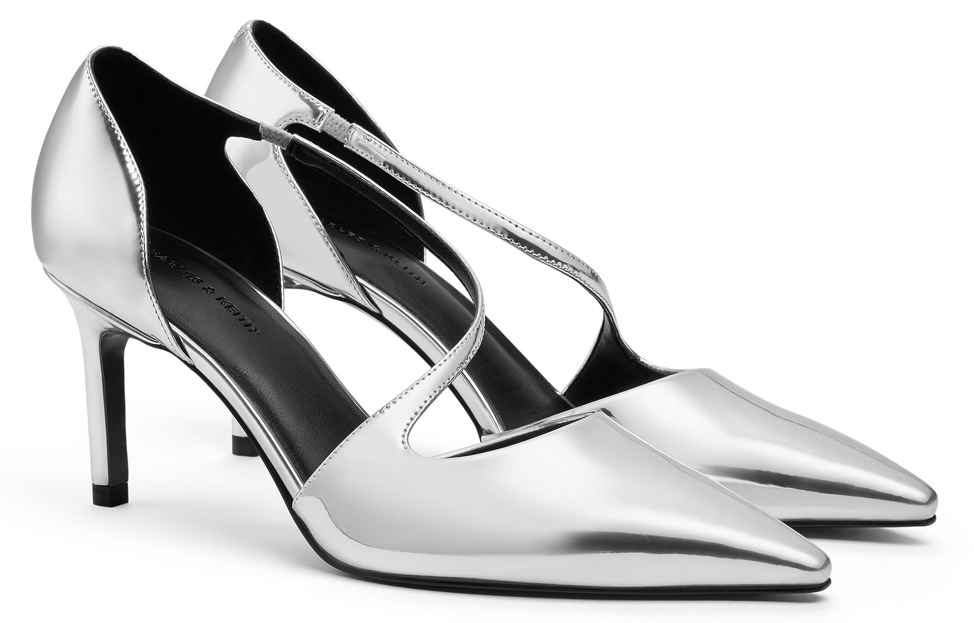 Туфли CHARLES&KEITH Маленький CK ПУ (полиуретан) Ткань Элегантность Заостренный Носок Низкий Вырез Обувь Без Подкладки Узкий Каблук Высокие Каблуки Женские - изображение 2