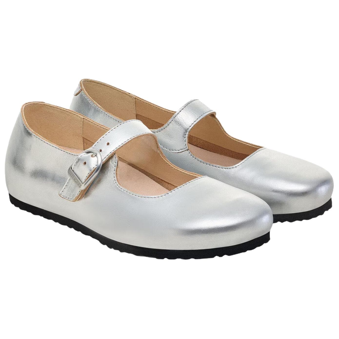 Birkenstock Santa Clarita Кожа Тонкие и без объема Туфли Мэри Джейн Женские Серебряные Узкие - изображение 3
