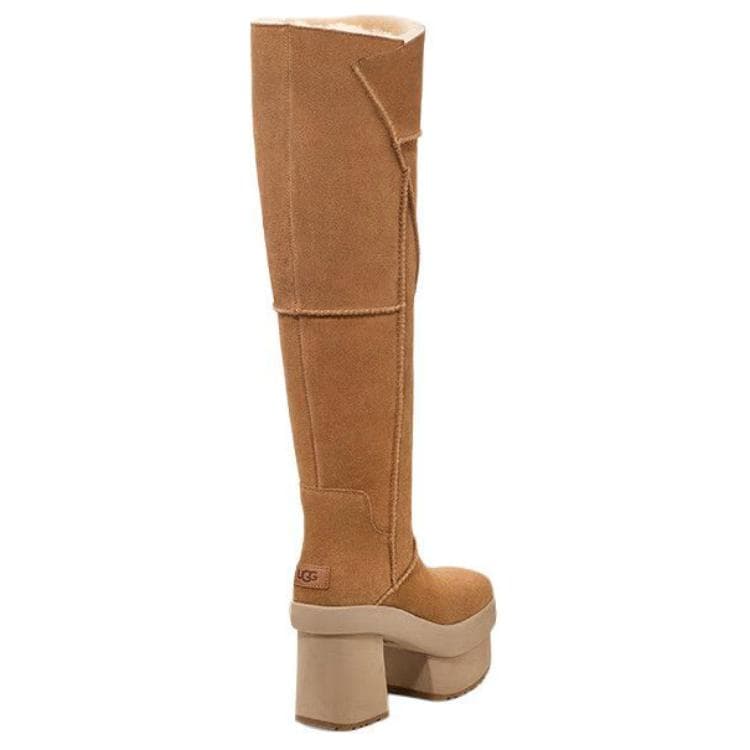 Ботинки UGG Спилок Коровья Кожа Удобные Высокие сапоги до колена 11,43 см Женские Каштановые - изображение 5