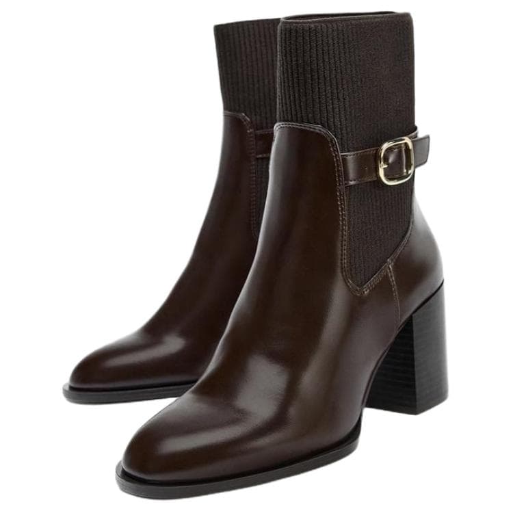 Сапоги ZARA PU Ankle Boots Brown - изображение 3
