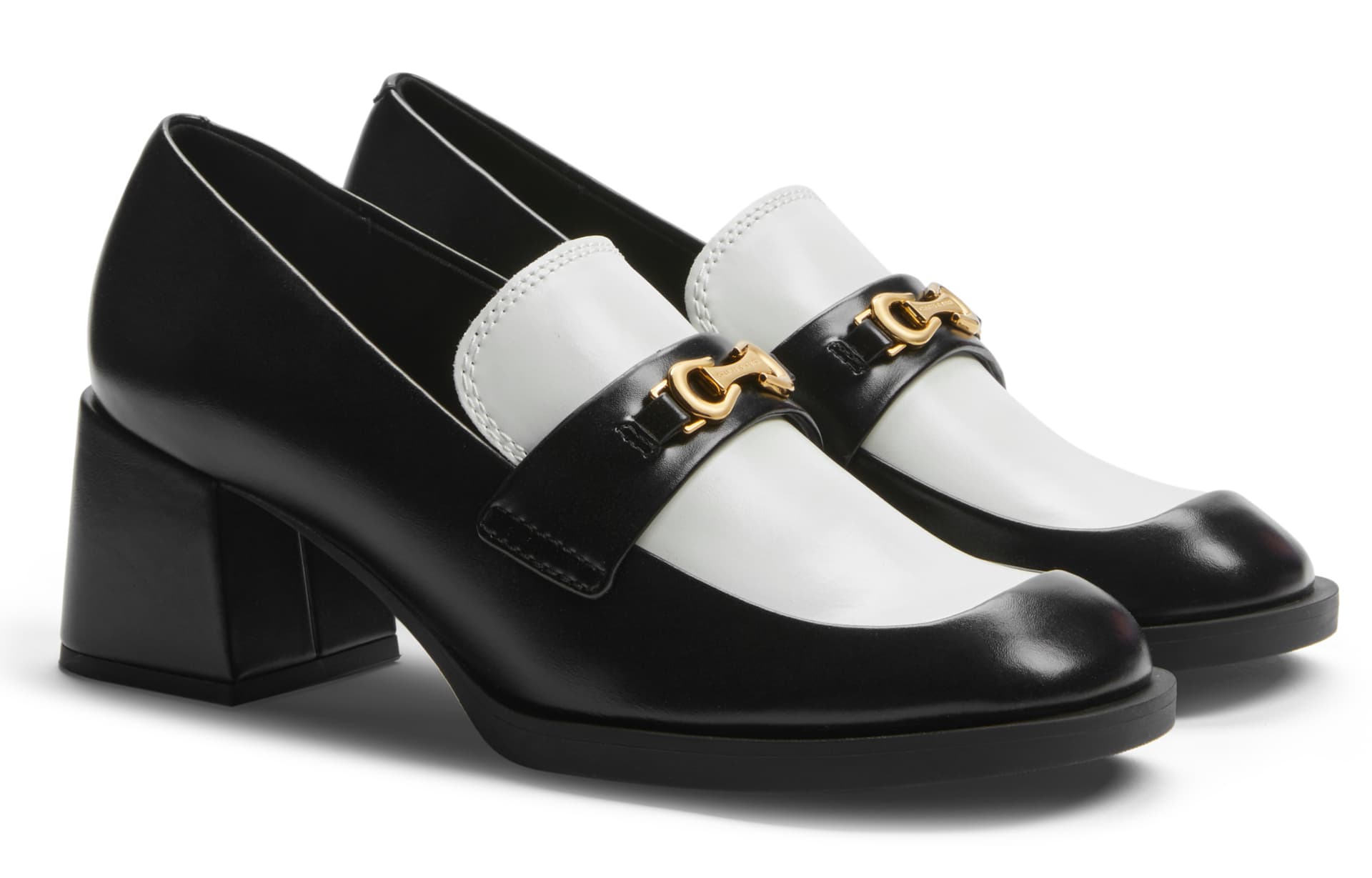 Лоферы CHARLES&KEITH Лоферы с грубым каблуком 5,9 см винтажные многоцветные PU Black Boxed Черный/Multi/Коричневый - изображение 2