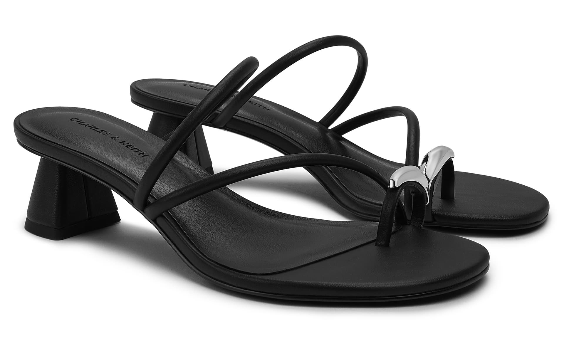 Сандалии CHARLES&KEITH Летние модные минималистичные сандалии с круглым носком и низким каблуком, композитная подошва, около 5 см, женские - изображение 2