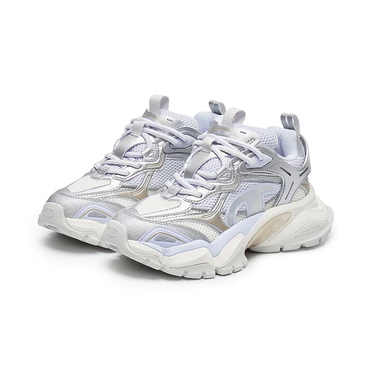 Кроссовки Champion Tooth Shark Shoes Пава Броня Низкие Кроссовки с Толстой Подошвой Женские Серебряный Белый Лунный Камень Синий - изображение 2