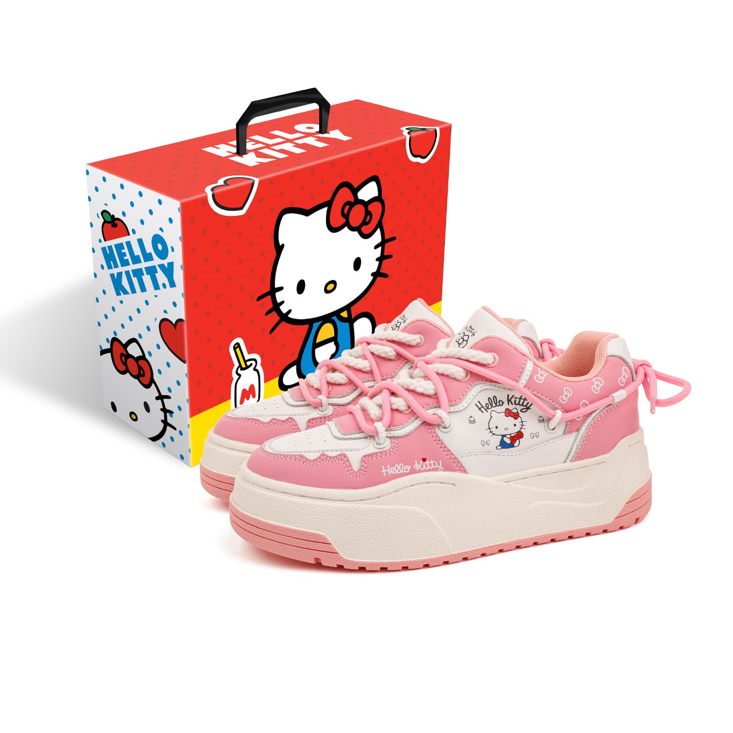 Кроссовки Sanrio x Hello Kitty Спилок коровья Аbrasion Resistant визуально увеличивает рост Низкие Кроссовки для скейтбординга - изображение 2