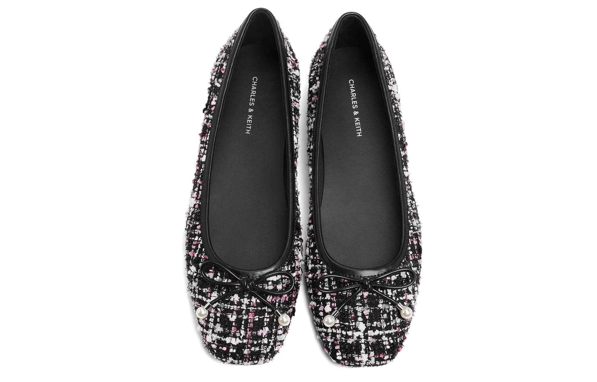 Тапочки CHARLES&KEITH Женские балетки с бантом из PU ткани, французский стиль, повседневные, плоская подошва 0,9 см - изображение 3