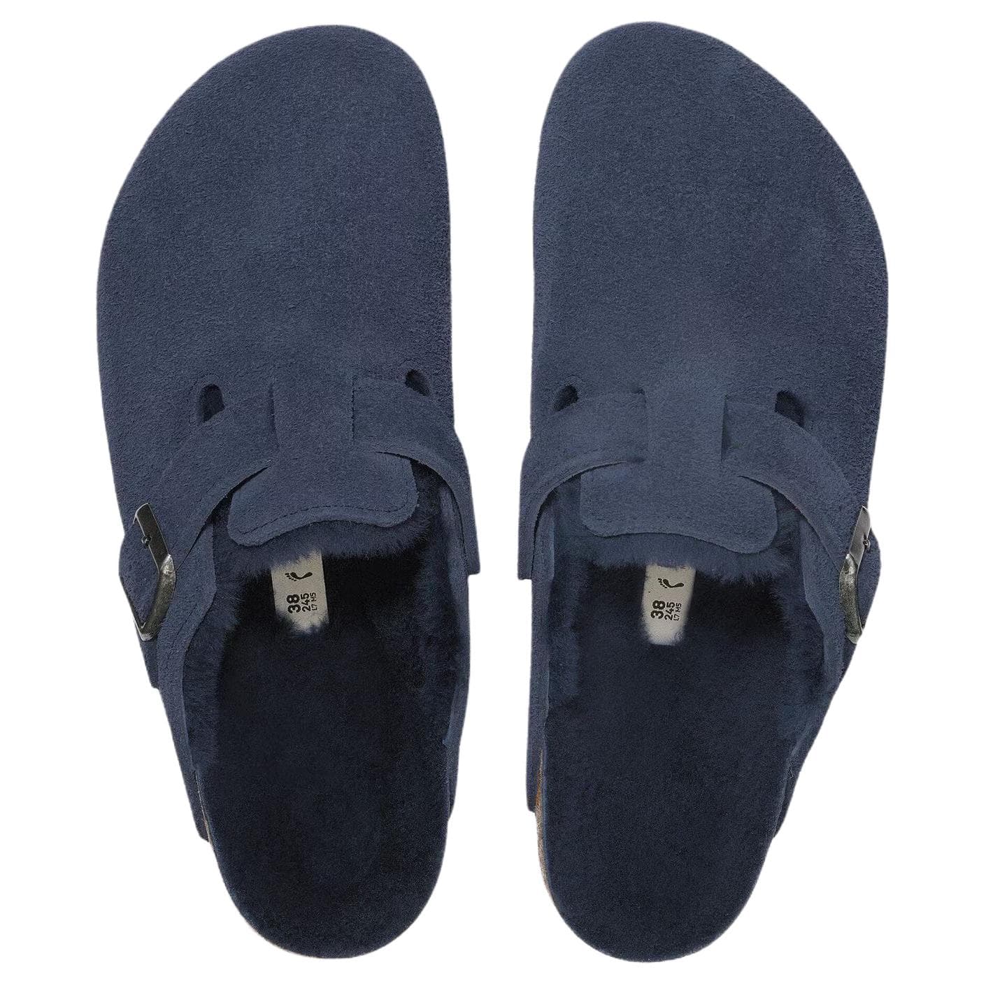 Сандалии Birkenstock X Boston Shearling Модные И Удобные EVA Тапочки С Закрытым Носком Унисекс Темно-синий Узкая Версия - изображение 4