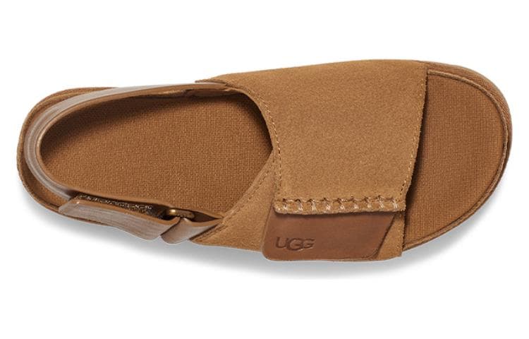 Сандалии с ремешком UGG Коровья кожа Пляжные сандалии Женские Каштановый - изображение 4