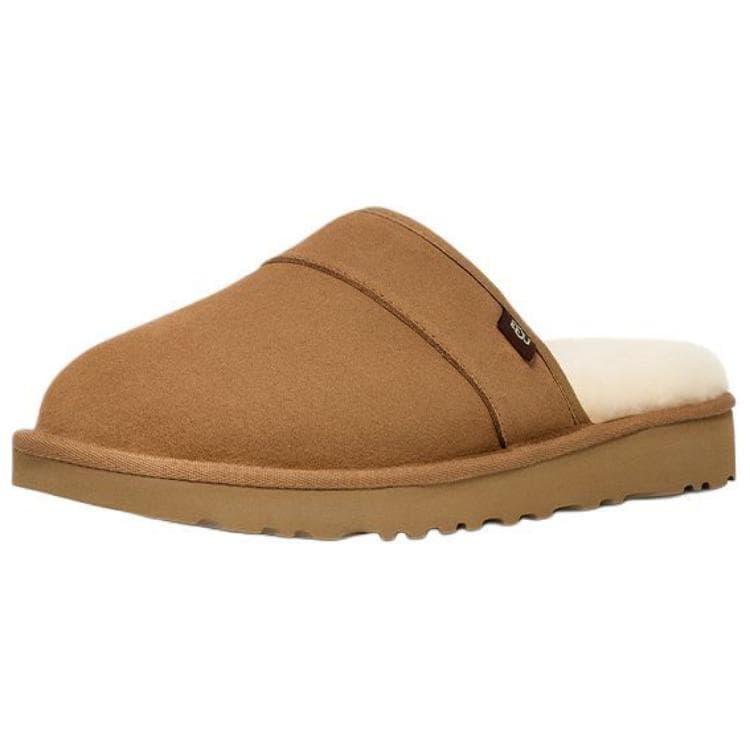 Сандалии UGG Круглый носок Slip-On с флисовой подкладкой мюли устойчивые к истиранию домашние тапочки мужской каштановый - изображение 3