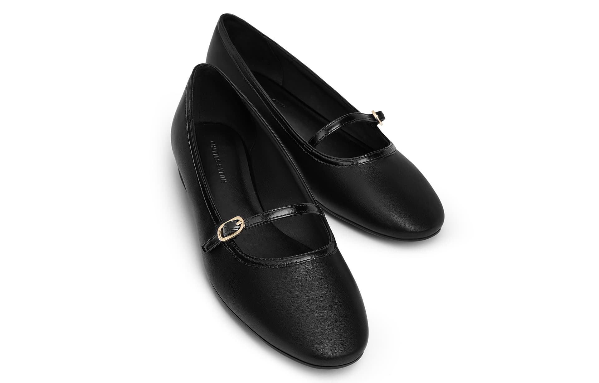 CHARLES&KEITH PU туфли Мэри Джейн с круглым носком и пряжкой на подъеме, плоские 1,6 см женские черные - изображение 3