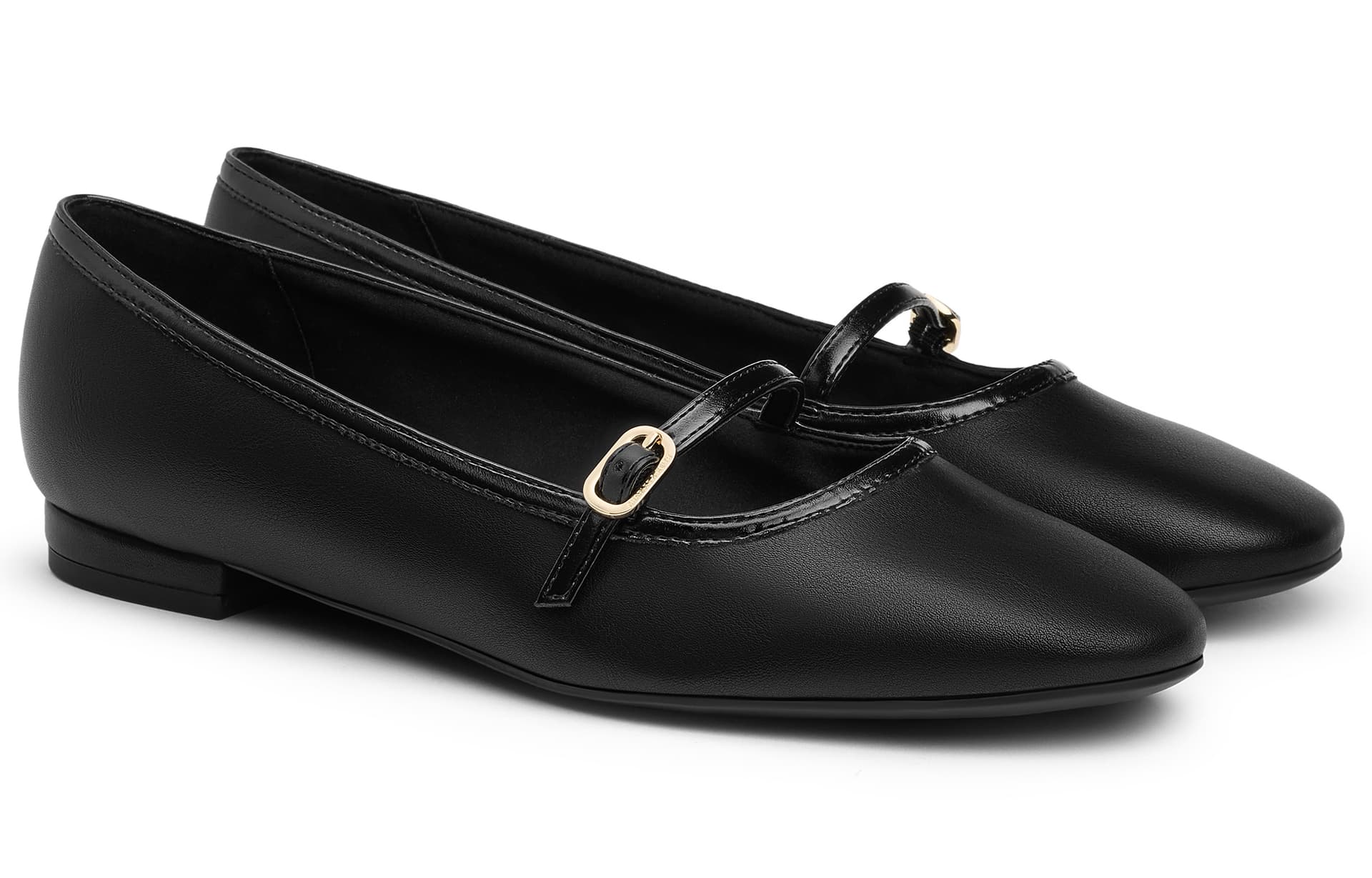CHARLES&KEITH PU туфли Мэри Джейн с круглым носком и пряжкой на подъеме, плоские 1,6 см женские черные - изображение 2